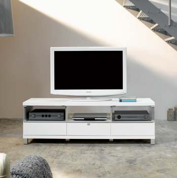Power Play Extra Wide White LCD TV Stand
