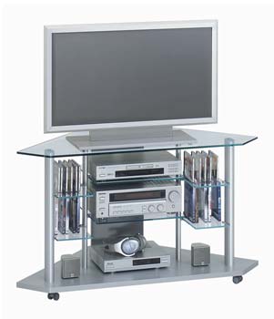 Jahnke Furniture Studio Rack 30 Glass Corner LCD TV Stand - WHILE