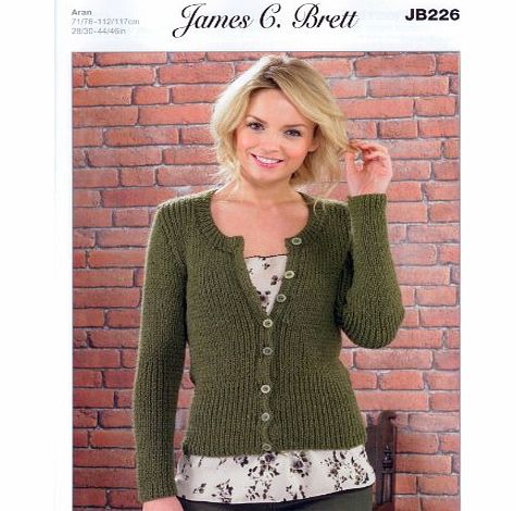 James C Brett Ladies Cardigan JB226 Knitting Pattern from James C Brett. Knit with Aran wool. Sizes 71-117cm 28-46inch