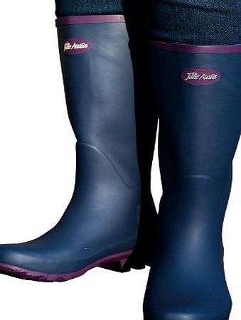 Jane Austin Ascot Rubber Wellington Premium Traditional Boot - Navy/Plum, Size 7