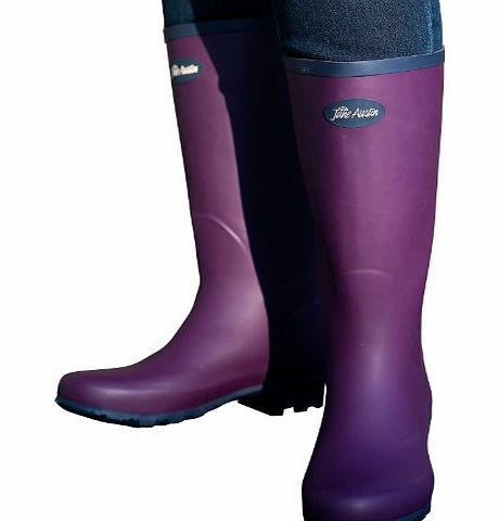 Jane Austin Ascot Rubber Wellington Premium Traditional Boot - Plum/Navy, Size 5