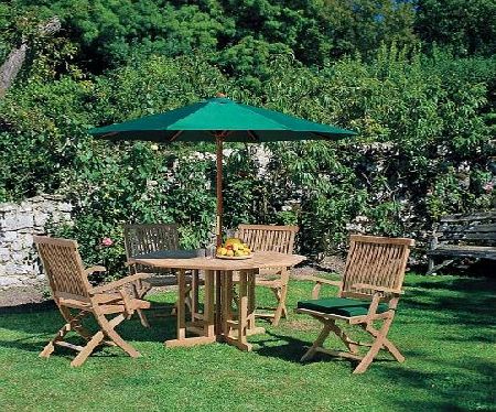Jati Teak Garden Furniture Dining Set with Octagonal Gateleg Table and 4 Folding Armchairs (No Cushions or Parasol) - Jati Brand, Quality amp; Value