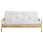 Futon Sofa Bed Frame Natural & Mattress Plum