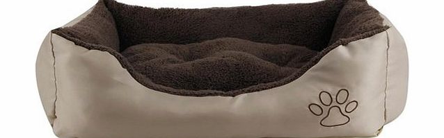 Jazooli Deluxe Soft Washable Dog Pet Warm Basket Bed Cushion with Fleece Lining - Cream Medium