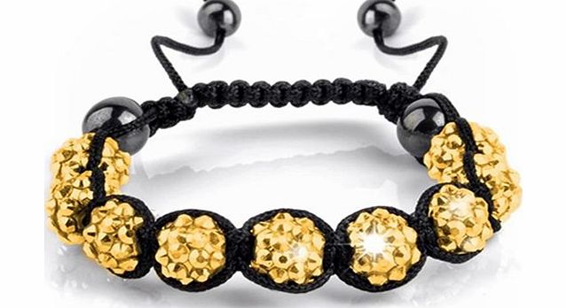 Jazooli Premium Clay Crystal Shamballa Style Disco Friendship Czech 9 Bracelet - Gold