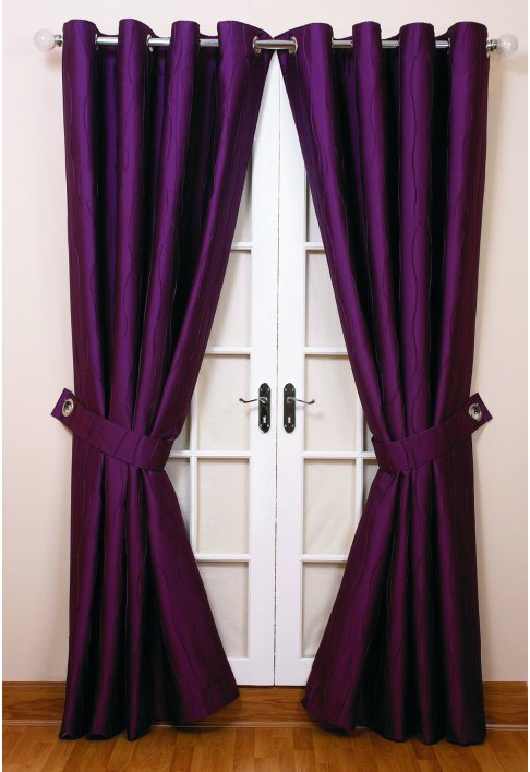 Damson Lined Eyelet Curtains
