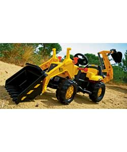 Tractor with Front Loader and Rear Excavator