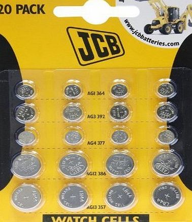 JCB Watch Battery (Standard Assortment) AG1 AG3 AG4 AG12 amp; AG13 Button Cells (20 cells)