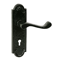 Jedo Black Lever Lock Door Handle Shaped Plate