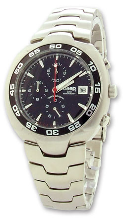 Jeep Mens Chronograph Watch Black Face Steel