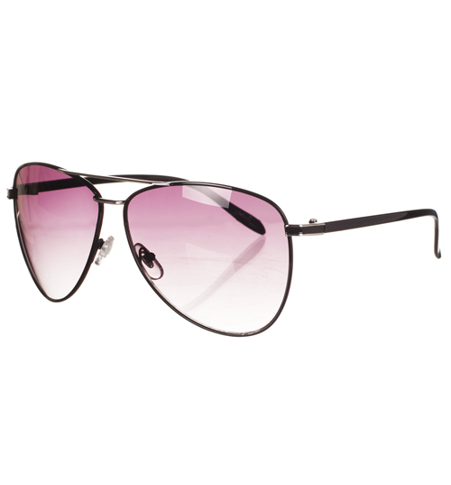 Black Frame Roscoe Aviator Sunglasses from