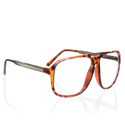 Jeepers Peepers Tortoiseshell Clear Oversized Geek Glasses from