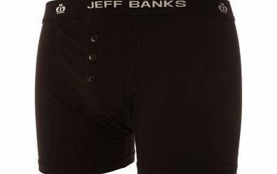 Jeff Banks Mens Jeff Banks Leeds 3 Button Cotton Boxer Shorts - Medium - Black
