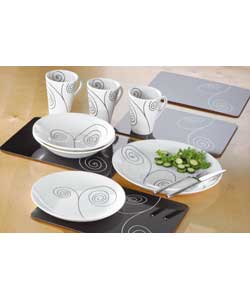 Banks Scroll 16 Piece Dinner Set and Placemats