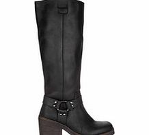 Brando black leather knee high boots