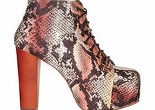 Lita red snake effect leather boots
