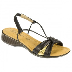 Jessica Female Hannah Leather Upper Leather Lining Comfort Sandals in Black Multi, Black-Gold, White-Gold