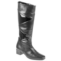 Jessica Female Jes814 Leather Upper Textile Lining Comfort Boots in Black Patent