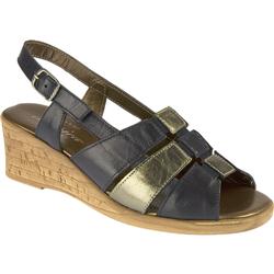Jessica Female Marie Leather Upper Leather Lining Comfort Large Sizes in Navy-Pewter