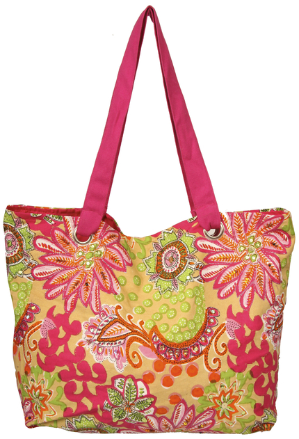 sequin flower print beach bag
