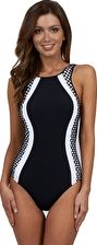 Jets, 1295[^]269128 Luxe High Neck One Piece - Black and White