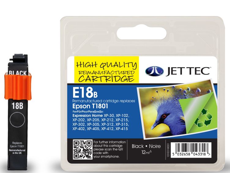 JetTec---Ink-Cartridge Epson T1801 Black Compatible Ink Cartridge by