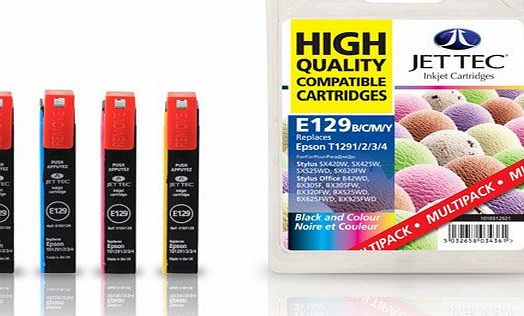 Jettec T1295 Cyan / Magenta / Yellow / Black Multipack - 4 Epson Compatible Printer Ink Cartridges for Epson Stylus Office B42WD BX305F BX305FW Plus BX320FW BX525WD BX535WD BX625FWD BX635FWD BX925FWD