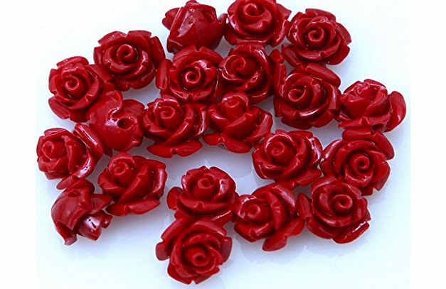 Jewellery Beads and Charms ILOVEDIY 20 Pcs Wine Red Rose Flower Coral Beads for Bracelet Necklace Jewellery Making 10mm