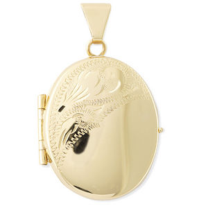 9ct Hand-Engraved Oval Four-Picture Locket