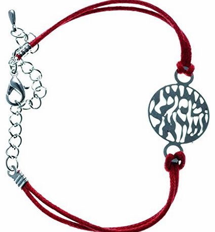 Rhodium Plated Brass Kaballah Bracelet with Shema Yisrael Prayer Charm - Red String Jewish Jewellery 0.8x0.5``