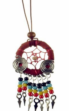 Jewellery of Lords Red Suede Twilight American Indian Dreamcatcher Handmade Necklace Metal Beads in Rainbow Colours
