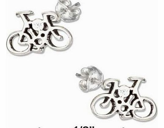 JewelryWeb Sterling Silver Mini Children Bicycle Earrings Posts - JewelryWeb