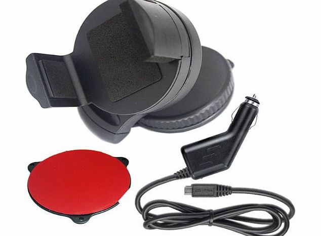 JJOnline 1.5 Meter 1.5M Extra Long Micro USB In Car Charger With Mini Small Windscreen / Dashboard Suction Mount Mobile Phone Holder For Samsung Galaxy Y S5360 / Galaxy Ace Note N7000 / Galaxy Ace Plu