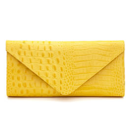 JJ Winters Yellow Leather Croc Envelope Clutch