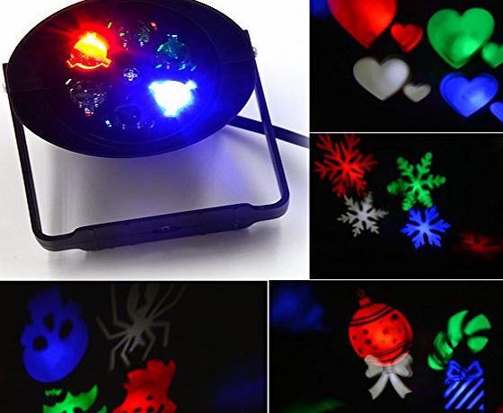 JLTPH LED Landscape Projector Lamp JLTPH Pattern Stage Light Moving Snowflake Spotlight 4 Gobo Lens For DJ Bar Home Halloween Christmas Wedding Party Home Decoration Stage Lighting