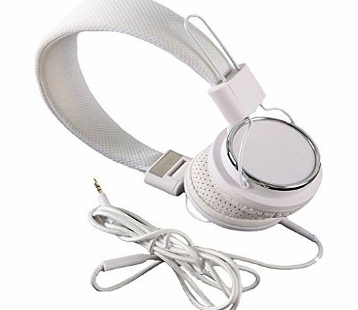 JNTworld DJ Over the head Stereo collapsible Earphone Headphone handsfree with in-line mic cable for apple iphone 4 4s 5 samsung Galaxy s3 S 3 S4 SIII lte note note II I9300 I9500 (White)