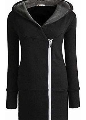 JNTworld fashion Women Ladies Hoodies Jackets Coats Top Outerwear Long Wintershirt, XXL, Black