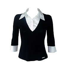 Black 3/4 sleeved mock shirt top