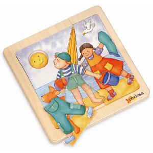Chelona Judy and Jim at the Beach Layered Jigsaw Puzzle