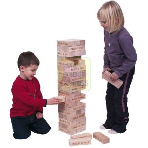 PINTOY Wooden Build and Fall Game