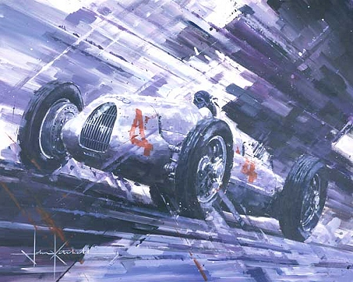 Genius At Work - Nuvolari - 1938 Donington Grand Prix - High Quality Canvas Print - Gicl&eacut