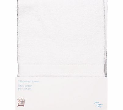 John Lewis Baby Bath Towels, Pack of 2, White