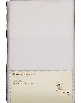 John Lewis Baby Fitted Terry Cotbed Sheet, 70 x