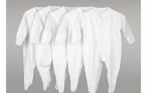 Sleepsuits, Pack of 5, White