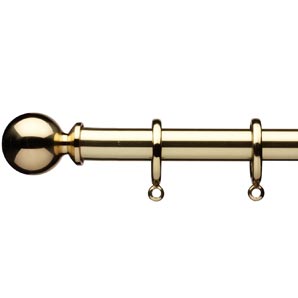 John Lewis Ball Curtain Pole Kit- Polished Brass- L300cm x Dia.19mm