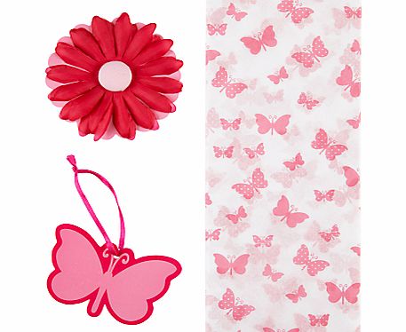 John Lewis Butterfly Tissue Paper Set, Pink