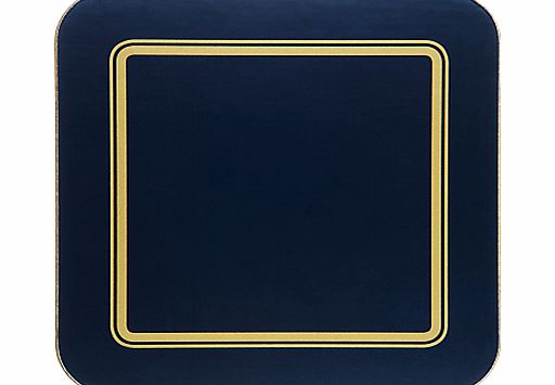 Classic Coasters, Set of 6, Navy/Gold