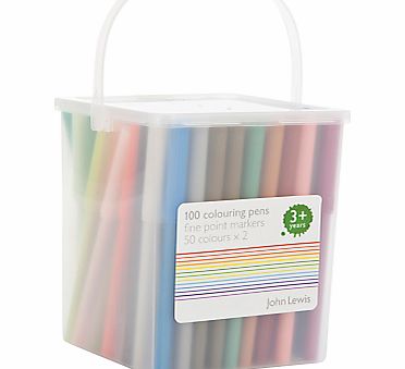 John Lewis Colouring Pens in a Tub, Pack of 100