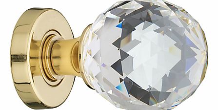 Crystal Mortice Knobs, Pack of 2, Brass