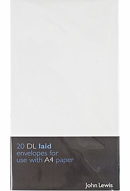 DL Envelopes, 25, White, Laid